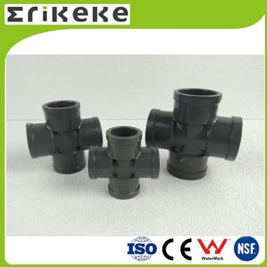 Top sale black  color PVC fittings cross pvc pipe fittings